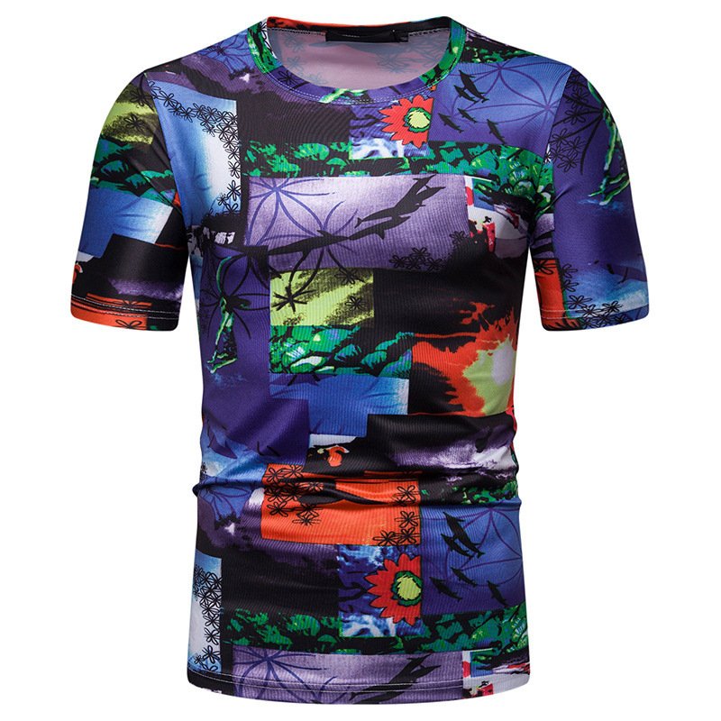 New summer men's beach style printed short-sleeved T-shirt TX74