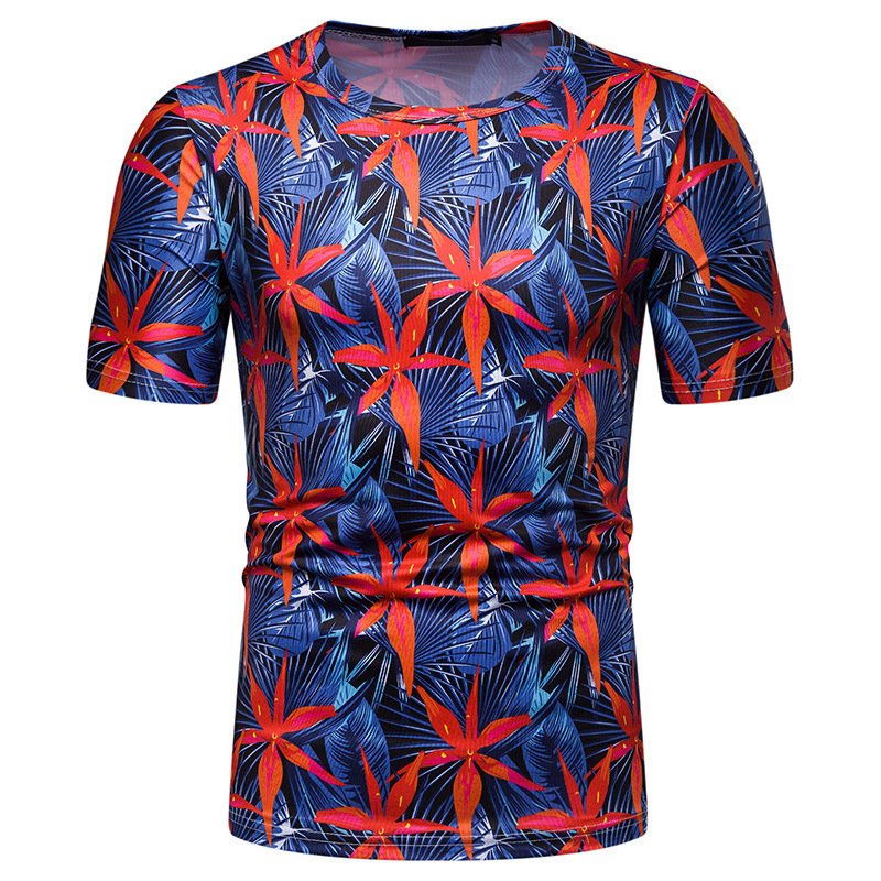 New summer men's beach style printed short-sleeved T-shirt TX79