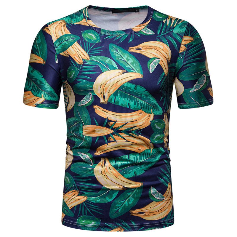 New Summer Men's Banana Print Short Sleeve T-shirt TX72