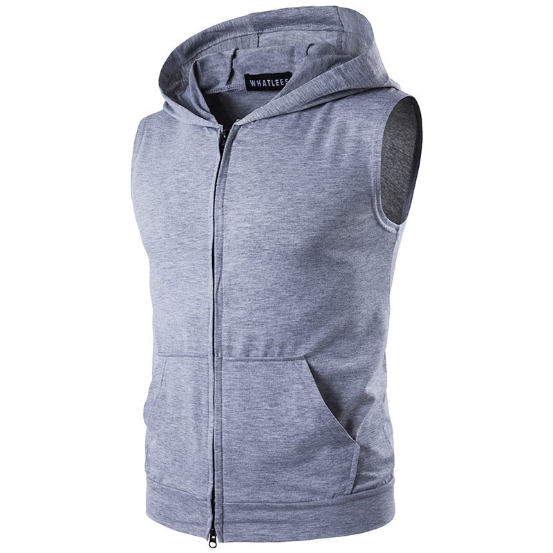 2021 Men's Sleeveless Vest Vest Youth Sweatshirt Hooded Cross-border Spot Supply