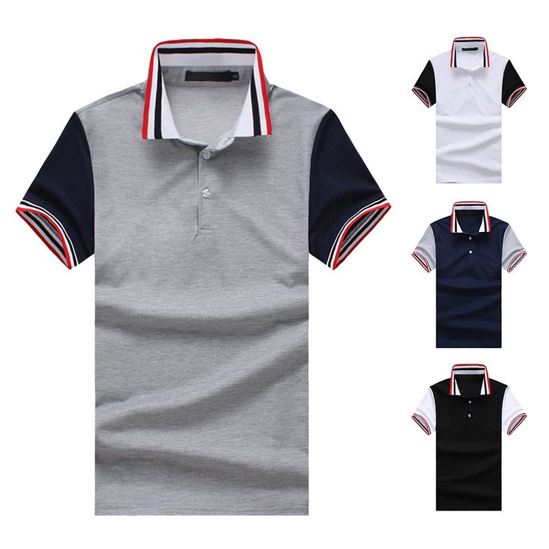 New style tile fashion European code men's threaded collar short sleeve POLO Q14