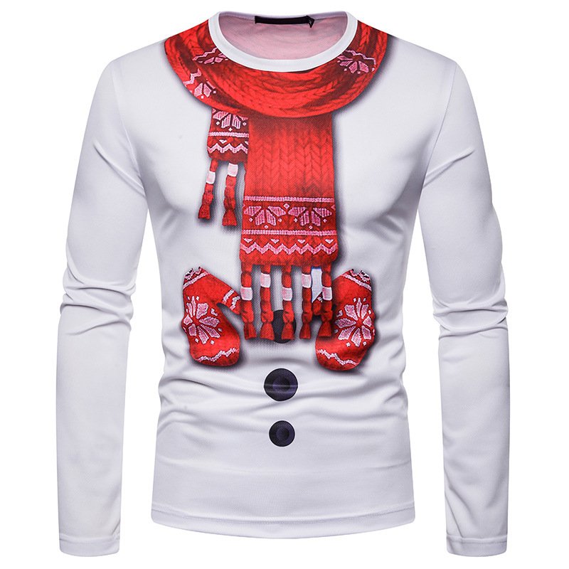 New 3D personality printing fashion men's Christmas long-sleeved T-shirt CT487