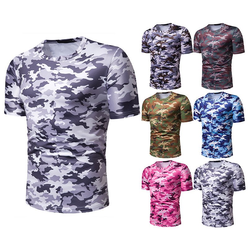 New summer men's camouflage print short-sleeved T-shirt TX112