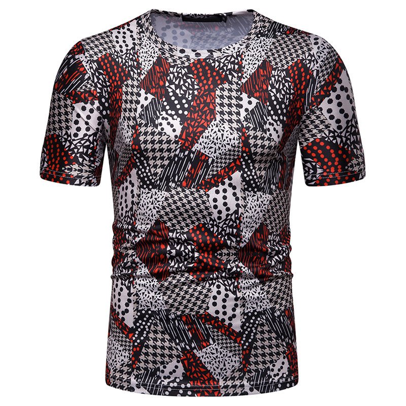 New summer men's ethnic style printed short-sleeved T-shirt TX80